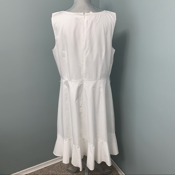 TALBOTS White 100% Cotton ruffle trim summer Dress size 14 NWT wedding guest - Picture 4 of 10